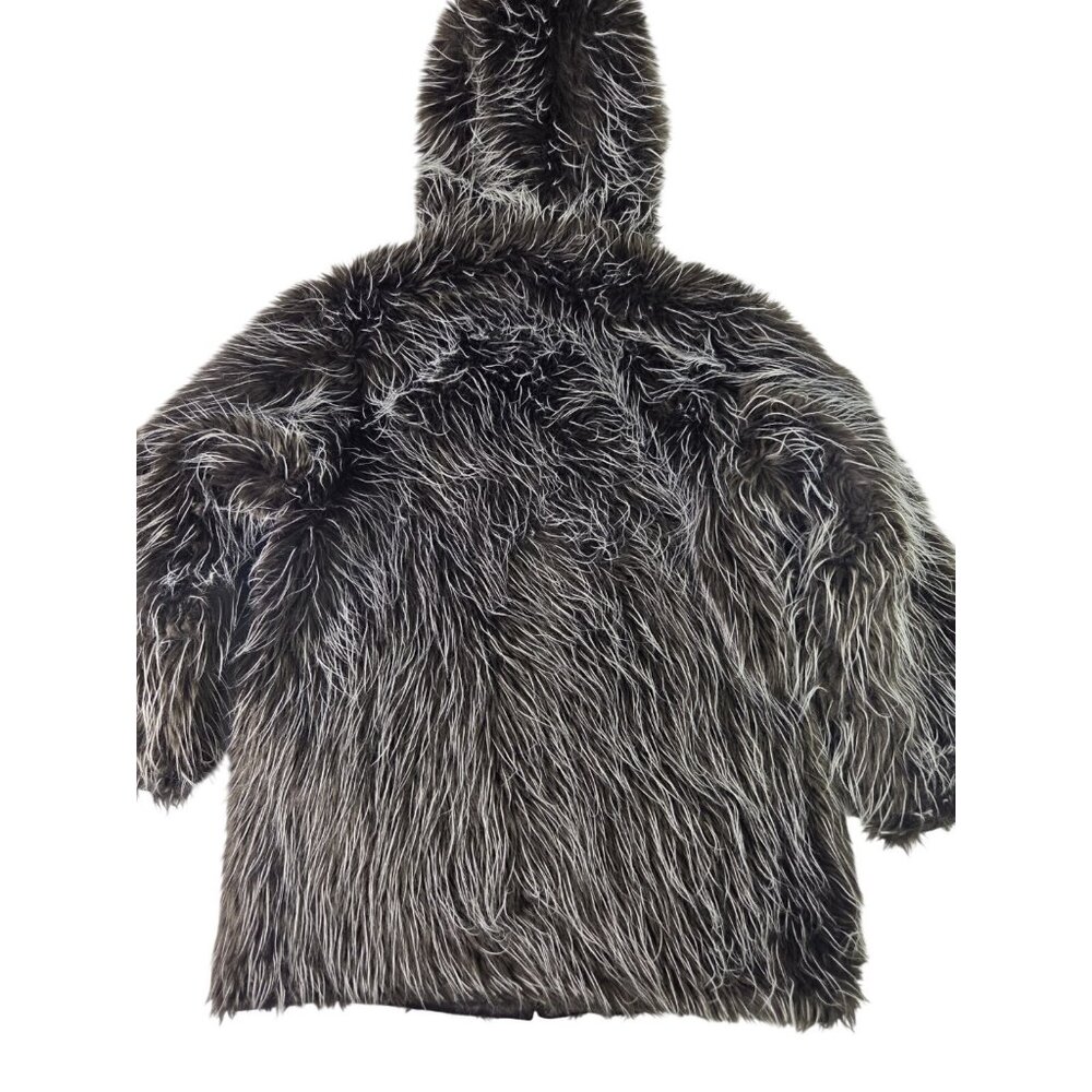 Y2K Vintage Wilsons Maxima Leather Reversible Fur Hooded Long Jacket S McBling - Picture 8 of 8